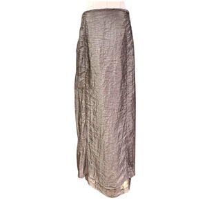 Free People Vintage Silver Metallic Crinkle Maxi Wrap Skirt Size 6